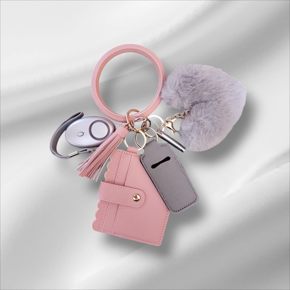 Pink and Gray Keychain Accessory Set